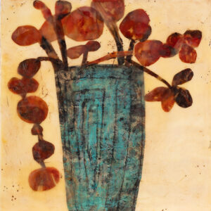 Turquoise Vase with Eucalyptus