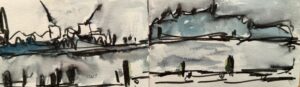 Sketch for Cardiff Bay #1, Wales painting