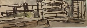 Sketch for Cardiff Bay #2, Wales, painting
