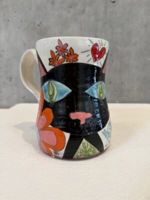 Meadow Dream Mug with Black Cat #2
