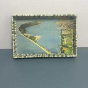 Tray with vintage postcard