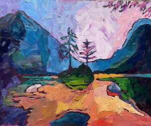 The Rainbow on Maligne Lake - Greeting Card