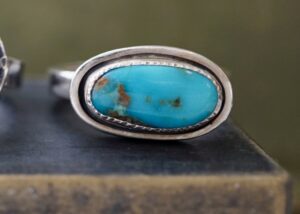 Sideways Set Oval Turquoise Ring